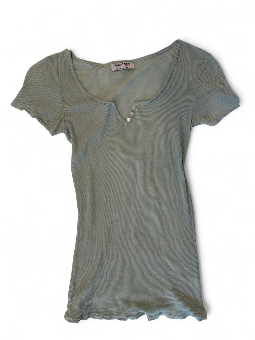 Y2K vintage Michael Stars light green/mint rib knit tee